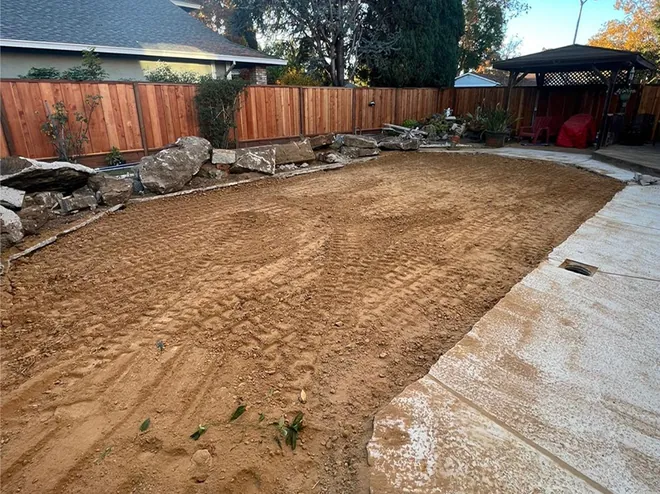 Yard cleared and leveled after land clearing