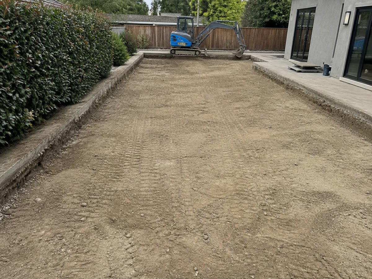 Clean compacted subgrade after the slab was removed
