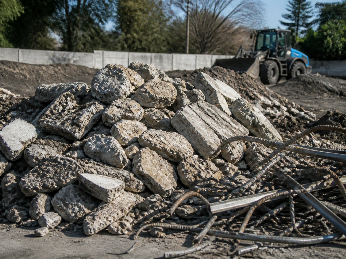 Recyclable concrete separated from metal and soil