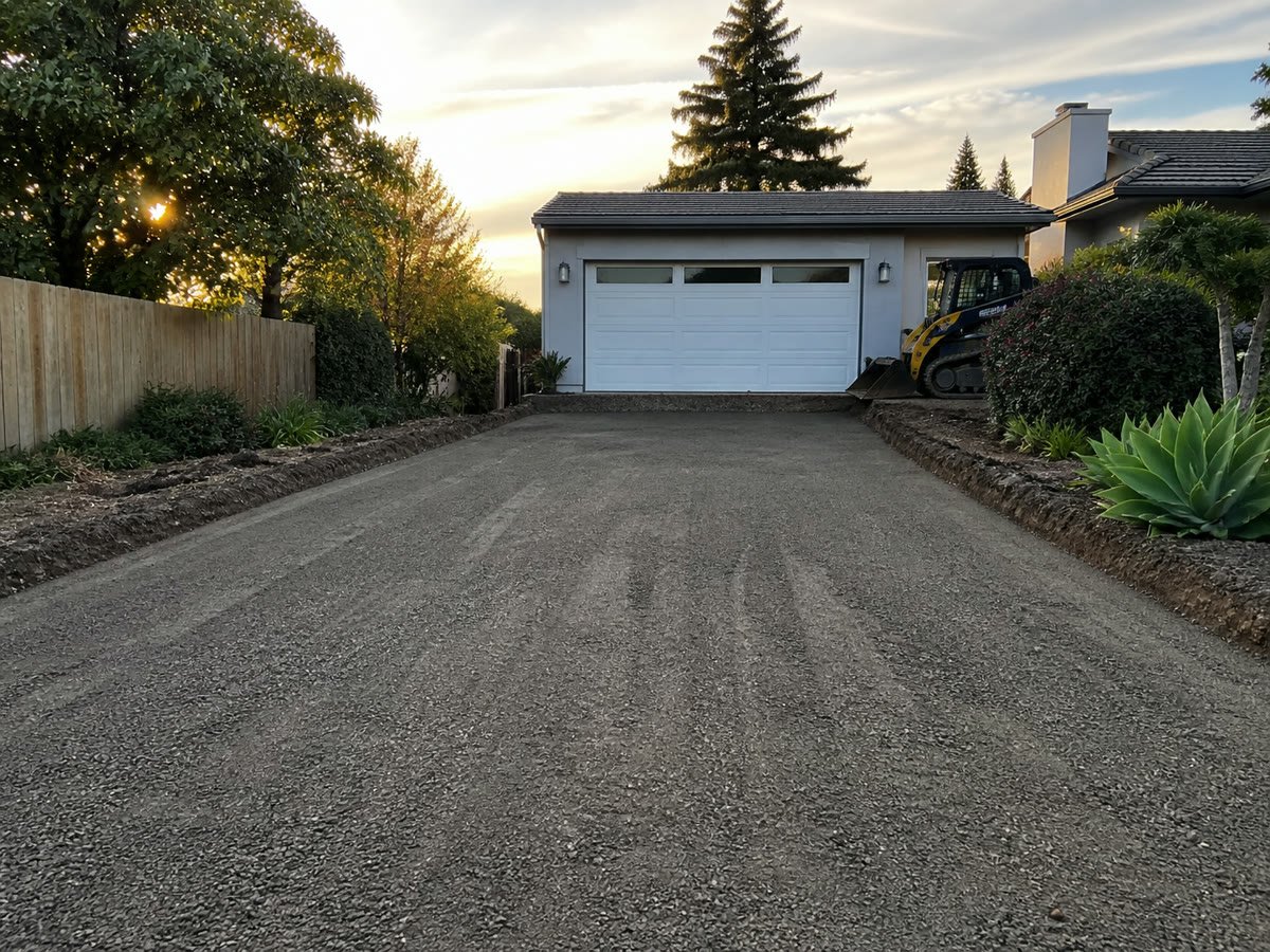 Compacted aggregate base ready for the new driveway